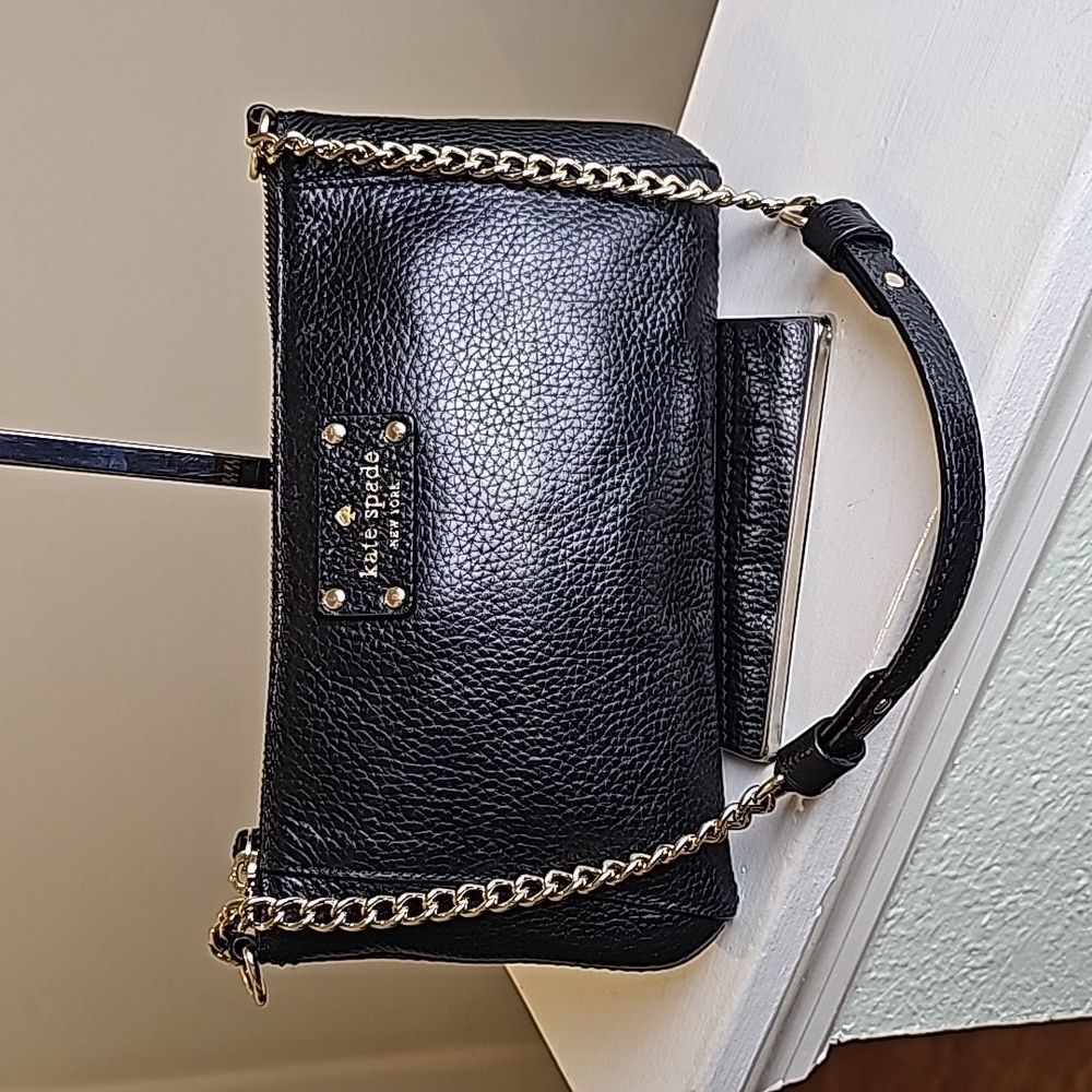Kate Spade Black Pebbled Leather Berkshire Rd. MiniBag Goldtone Hardware EUC - Picture 9 of 14